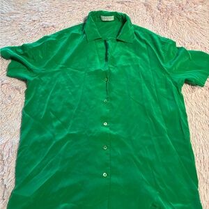 Woman Babaton Vibrant Green Size S Casual Button Down Shirt#5